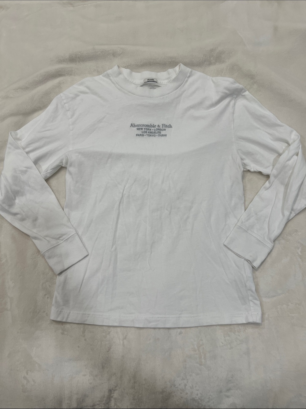 Abercrombie & Fitch White Long Sleeve Chest Logo Tee
